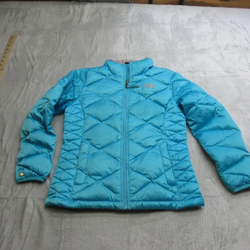 North Face Down Jacket Girls Medium 10/12 Blue Light Quilted‎ Puffer Aconcagua